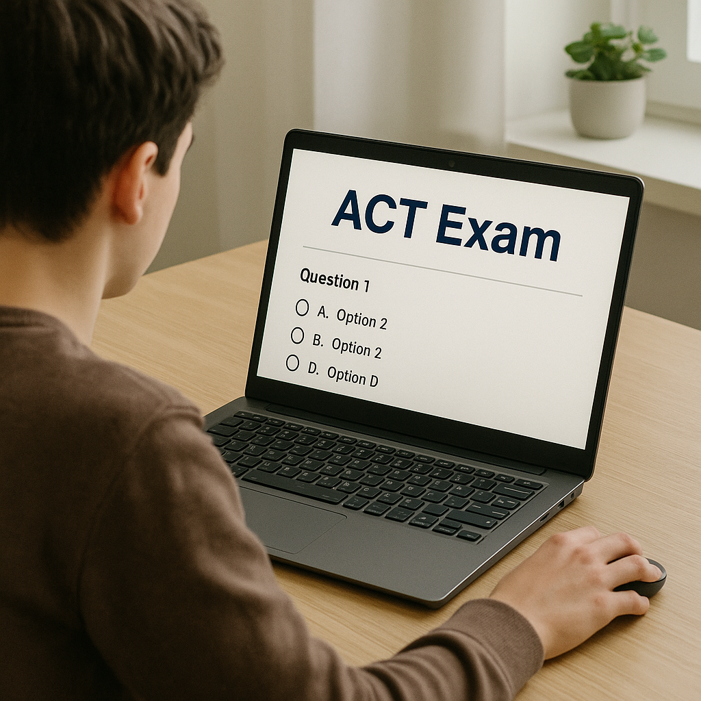 student taking act exam