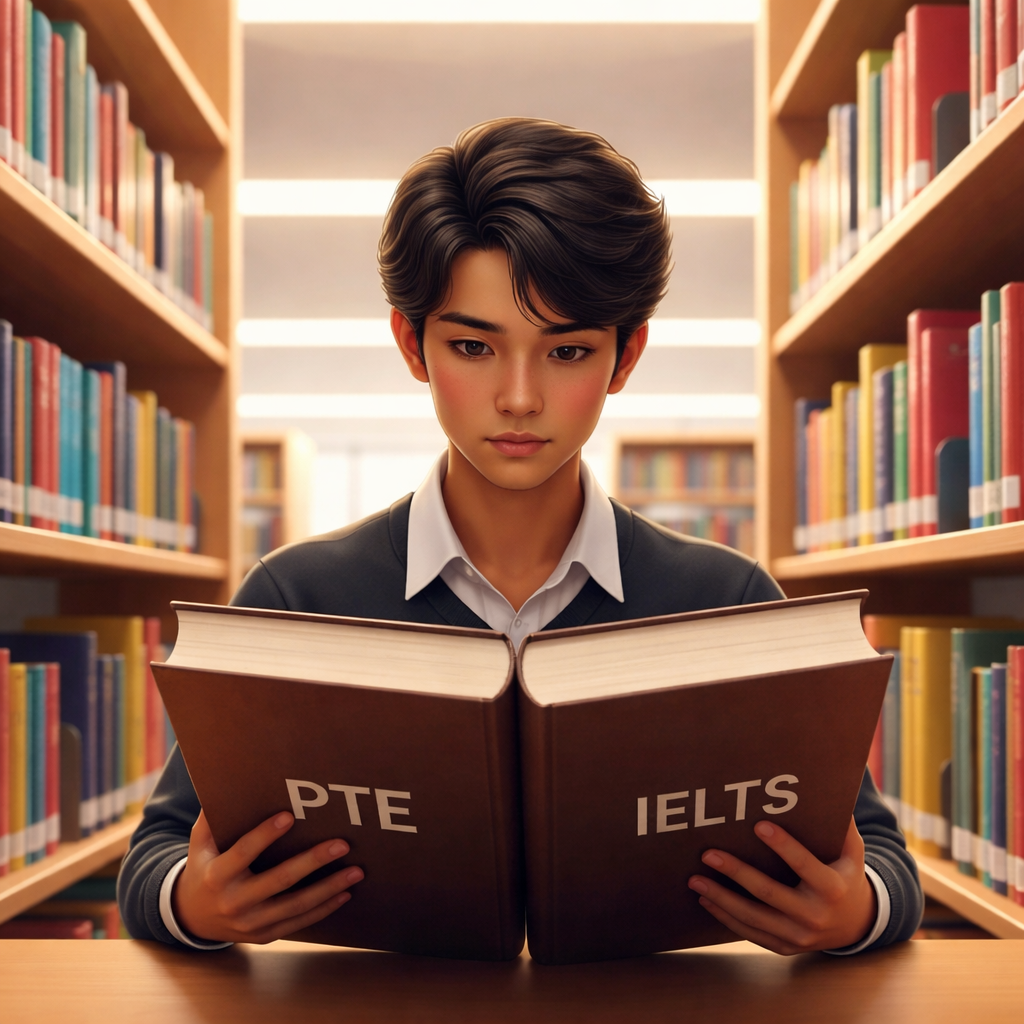 Student choosing between PTE IELTS