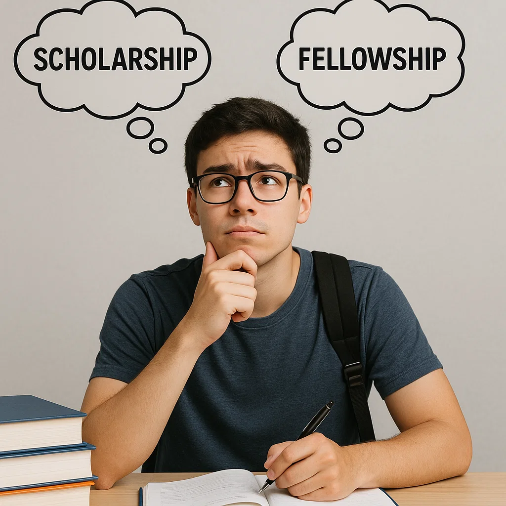 a student confused between scholarship & fellowship