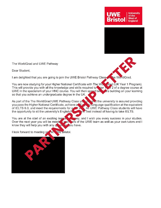 uwe bristol partnership letter