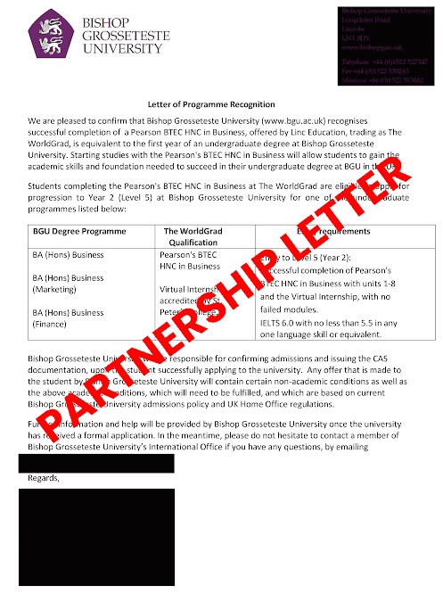 bishop grosseteste partnership letter