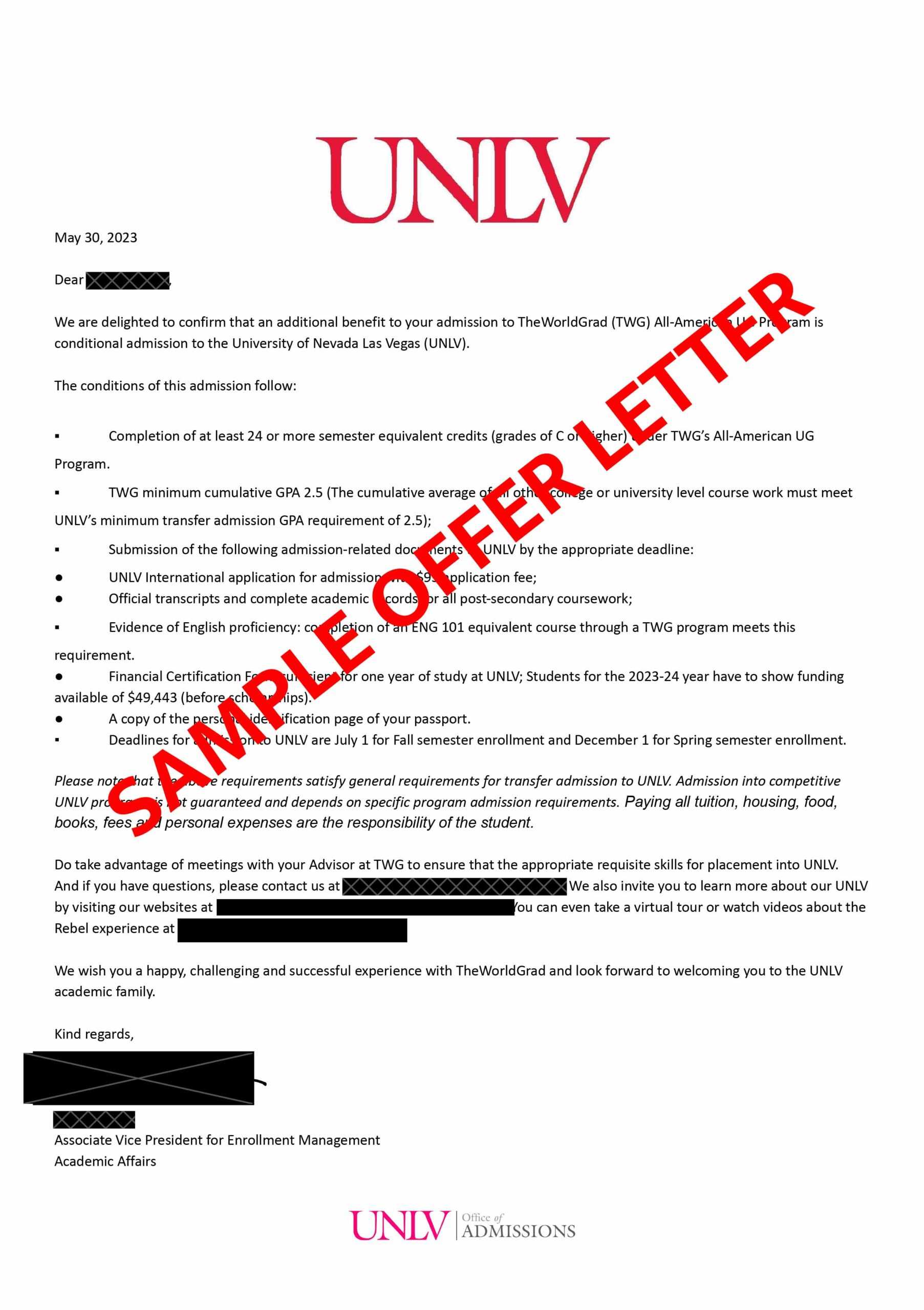 UNLV Offer Letter