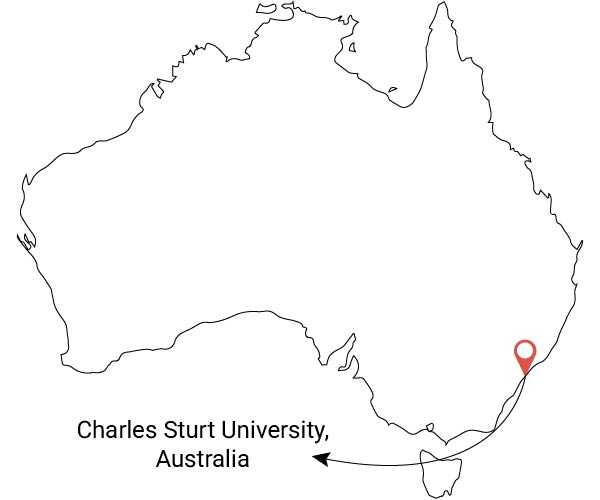 position of Charles Sturt University in Australia map