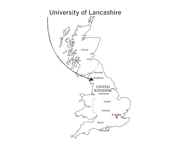 position of University of Lancashire in United Kingdom map