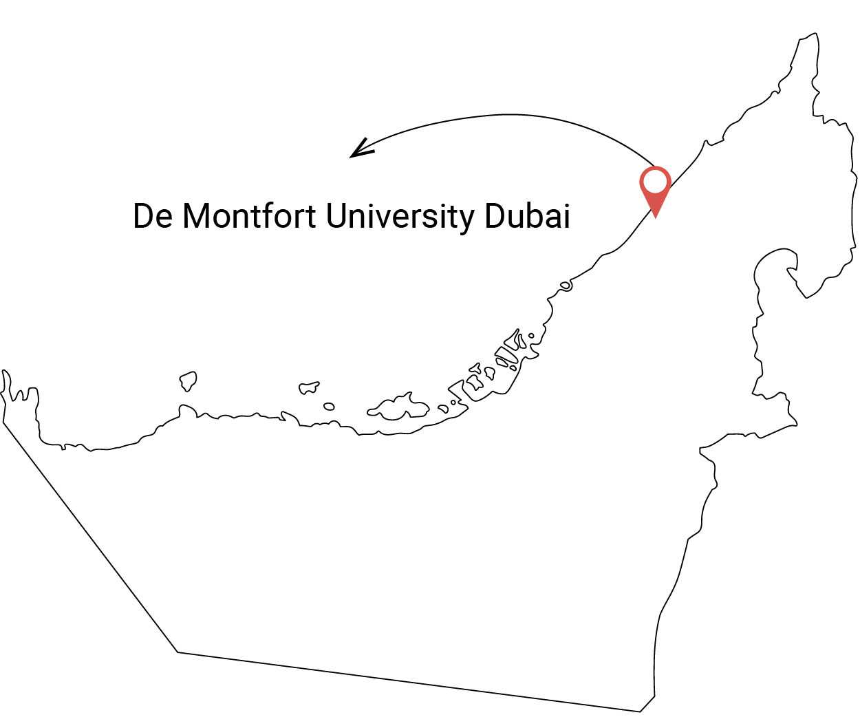 position of De Montfort University Dubai in United Arab Emirates map