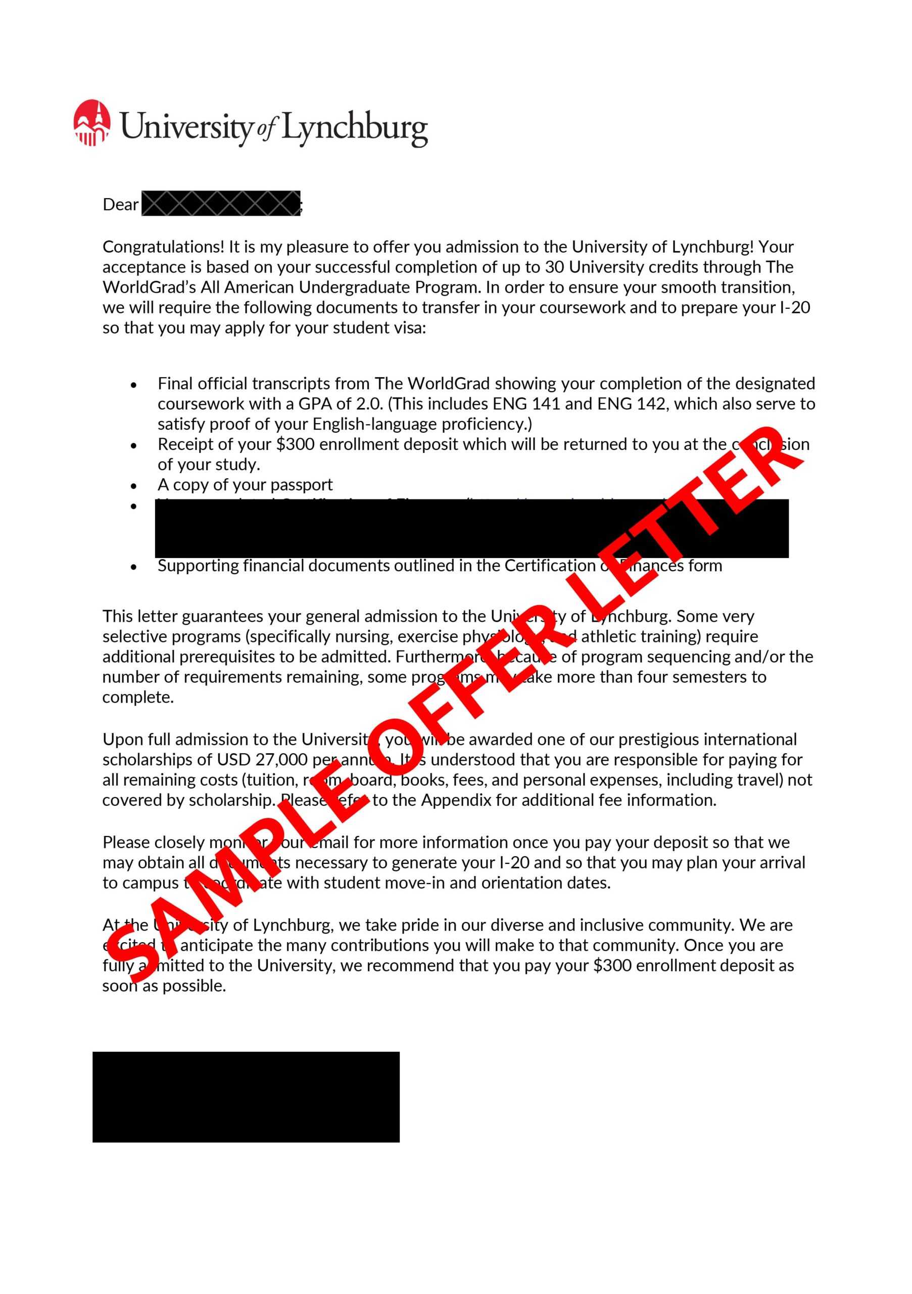 Lynchburg Offer Letter